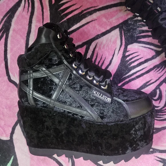 Killstar: Malice Platform Trainer [Velvet], Women's Sz 7 (runs big), Like New - Picture 5 of 13